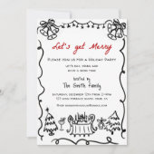 Invitation Fête de Noël Main tiré Funky Handwriting (Devant)