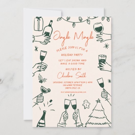 Invitation Fête de Noël Main tiré Funky Handwriting (Devant)