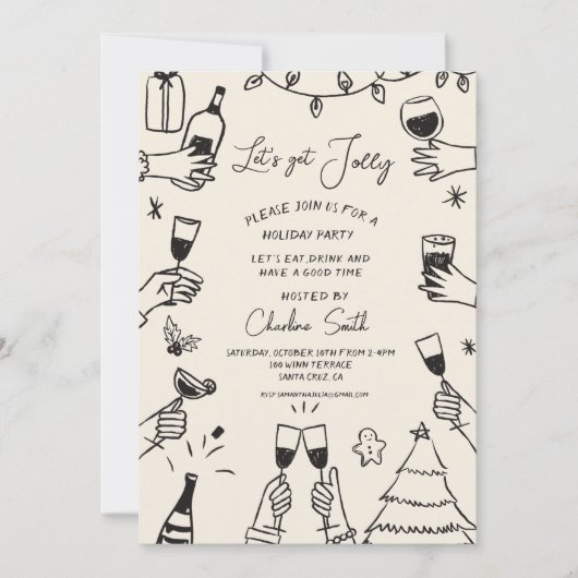 Invitation Fête de Noël Main tiré Funky Handwriting (Devant)