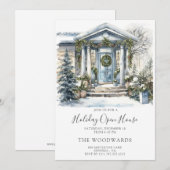 Invitation Fête de Noël Maison Aquarelle (Devant / Derrière)