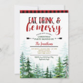 Invitation Fête de Noël Manger, Boire et être Joyeux (Devant)