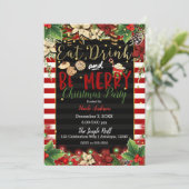 Invitation Fête de Noël Manger Boire & Joyeux Noël (Debout devant)