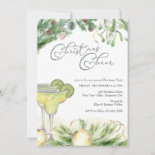 Invitation Fête de Noël Margaritas et Mistletoe (Devant)