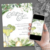 Invitation Fête de Noël Margaritas et Mistletoe