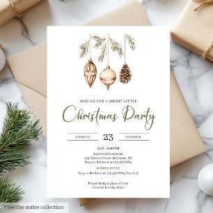 Invitation Fête de Noël Marron Clair Olive Neutre de Luxe