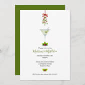 Invitation Fête de Noël Martinis et Mistletoe (Devant / Derrière)