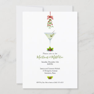 Invitation Fête de Noël Martinis et Mistletoe