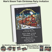 Invitation Fête de Noël masculine du Steam Train