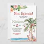 Invitation Fête de Noël Mele Kalimaka Hawaii Palm Tree (Devant)