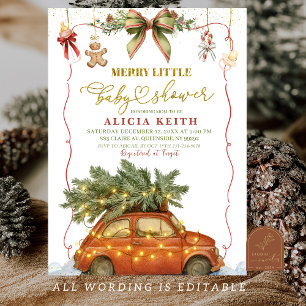 Invitation Fête de Noël Merry Little Baby Shower