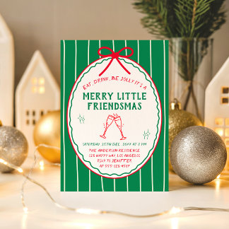 Invitation Fête de Noël Merry Little Friendsmas avec Cocktail