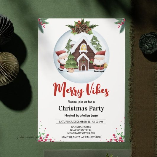 Invitation Fête de Noël Merry Vibes