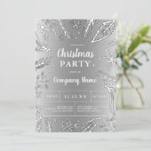 Invitation Fête de Noël métallique en argent d'entreprise (Debout devant)