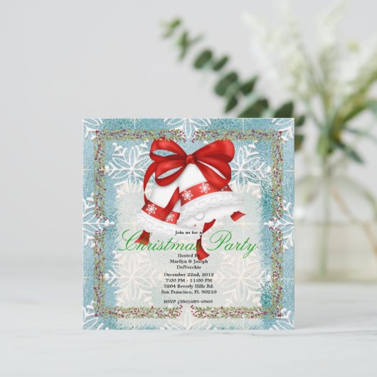 Invitation Fête de Noël MIGNONNE argentée Holida de Bells de (Debout devant)