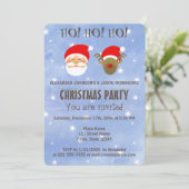 Invitation Fête de Noël Mignonne Père Noël et Cerf (Debout devant)