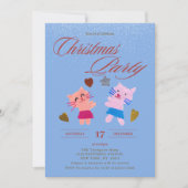 Invitation Fête de Noël Mignons Chatons Bleus (Devant)