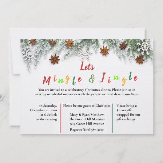 Invitation Fête de Noël Mingle & Jingle (Devant)