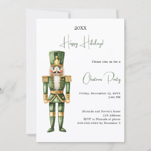 Invitation Fête de Noël minimaliste au vert Casse-Noisette