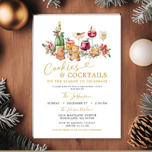 Invitation Fête de Noël Minimaliste Cookies et Cocktail