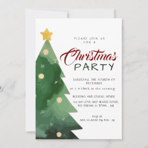 Invitation Fête de Noël minimaliste élégante à l'aquarelle