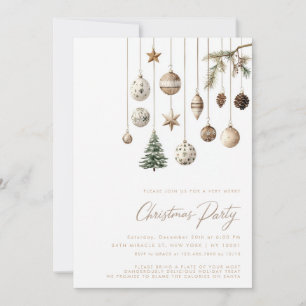 Invitation Fête de Noël minimaliste et rustique dans la natur