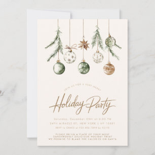 Invitation Fête de Noël Minimaliste Nature Rustique Beige