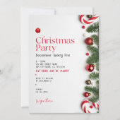 Invitation Fête de Noël minimaliste rouge (Devant)