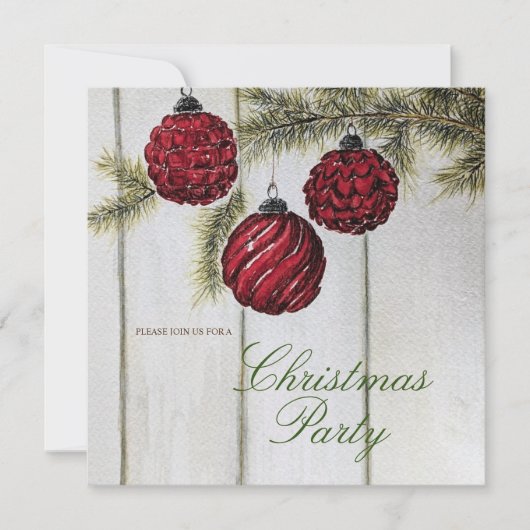 Invitation Fête de Noël Minimaliste Rustique (Devant)
