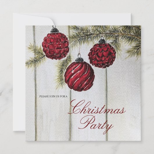 Invitation Fête de Noël Minimaliste Rustique (Devant)