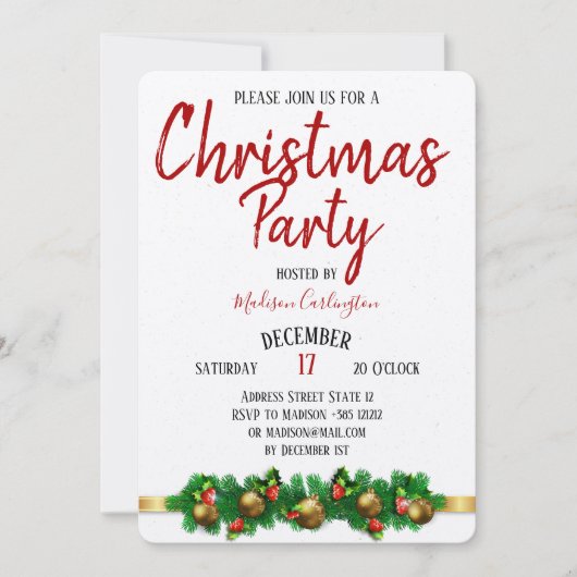 Invitation Fête de Noël Mistletoe Bells Décor (Devant)