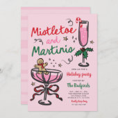 Invitation Fête De Noël Mistletoe Et Martinis (Devant / Derrière)