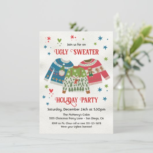 Invitation Fête de Noël moche (Debout devant)