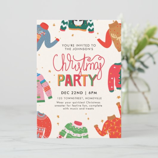 Invitation Fête de Noël moche (Debout devant)