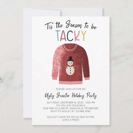 Invitation Fête de Noël moche (Devant)