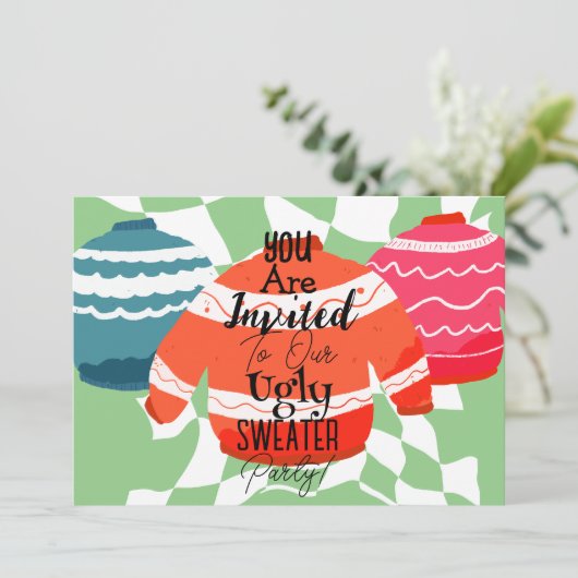 Invitation Fête de Noël moche (Debout devant)