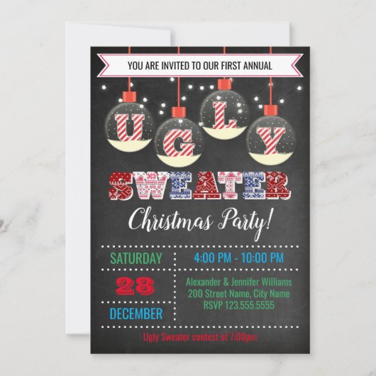 Invitation Fête de Noël moche (Devant)