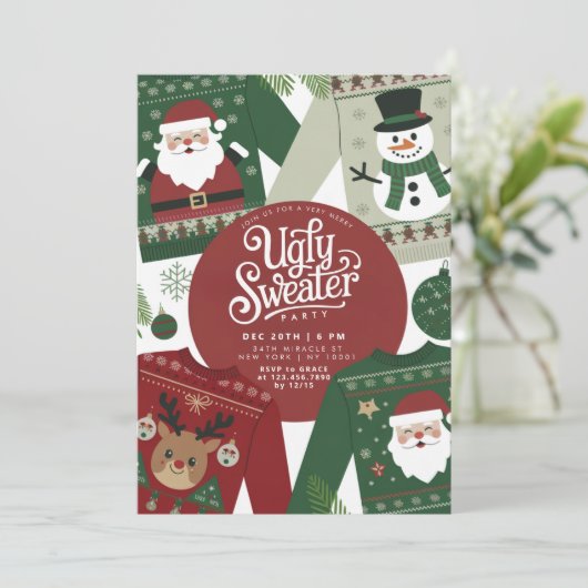 Invitation Fête de Noël moche (Debout devant)