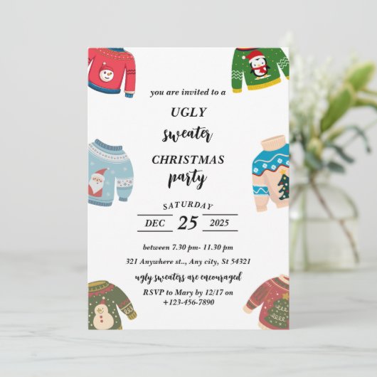 Invitation Fête de Noël moche (Debout devant)