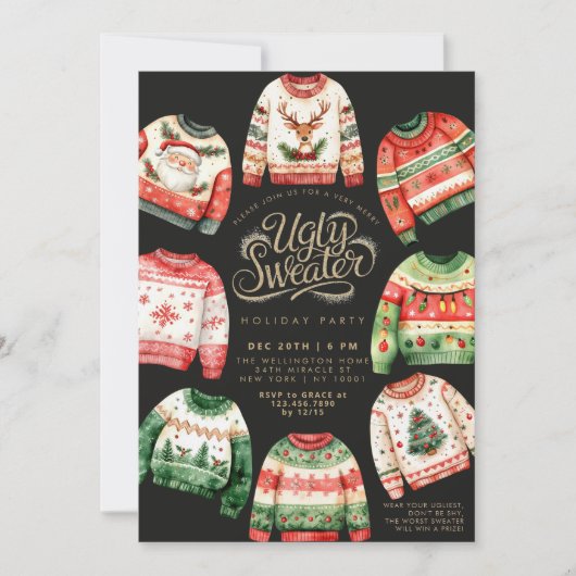 Invitation Fête de Noël moche (Devant)