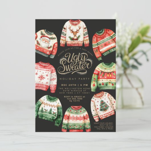 Invitation Fête de Noël moche (Debout devant)