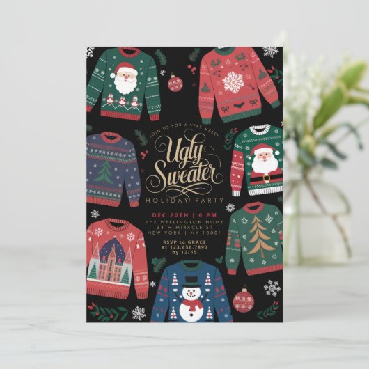 Invitation Fête de Noël moche (Debout devant)