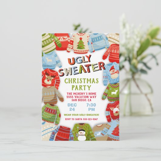 Invitation Fête de Noël moche (Debout devant)