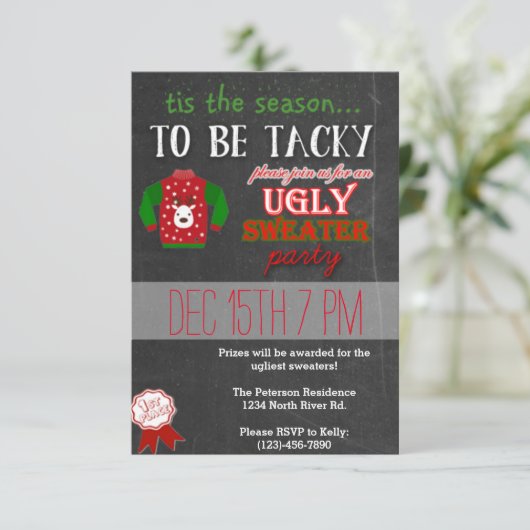 Invitation Fête de Noël moche (Debout devant)