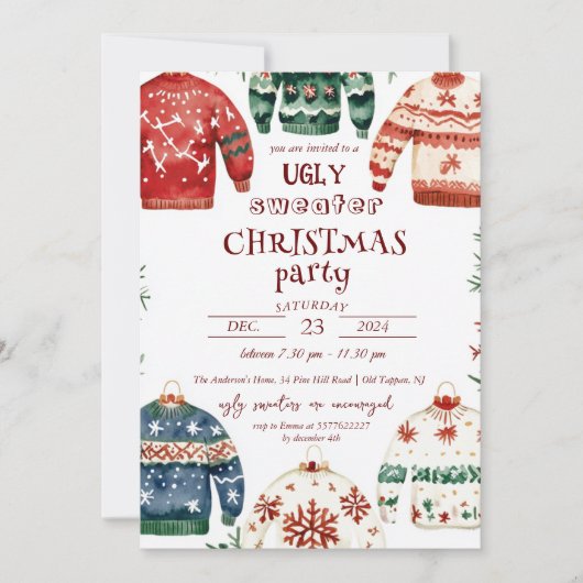 Invitation Fête de Noël moche (Devant)