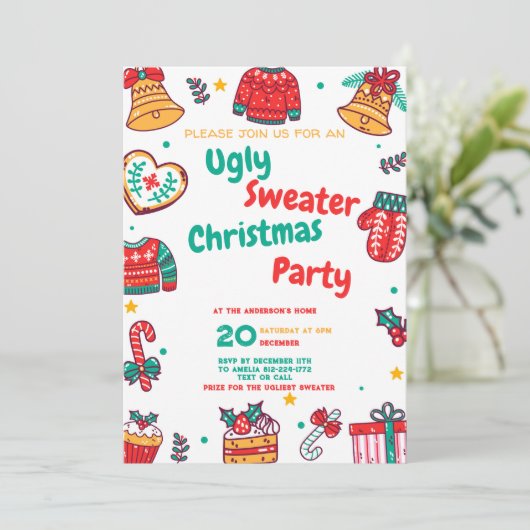 Invitation Fête de Noël moche (Debout devant)