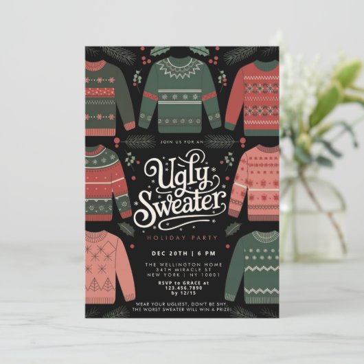 Invitation Fête de Noël moche (Debout devant)