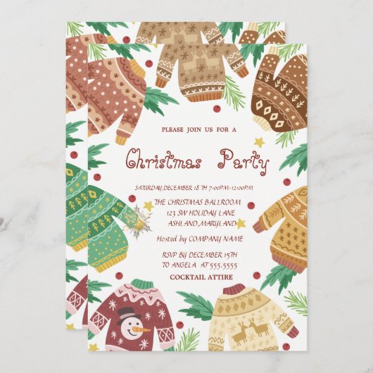 Invitation Fête de Noël moche (Devant / Derrière)