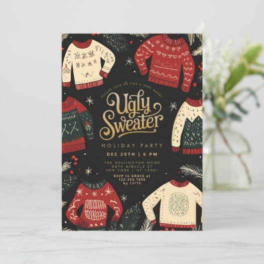 Invitation Fête de Noël moche (Debout devant)