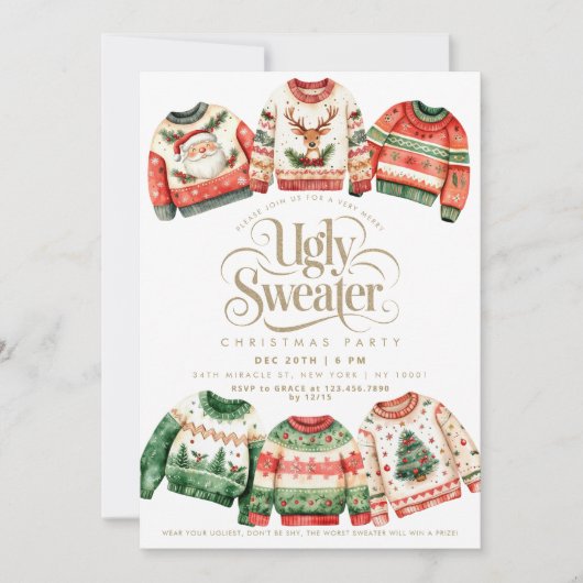 Invitation Fête de Noël moche (Devant)