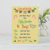 Invitation Fête de Noël moche Jaune (Debout devant)